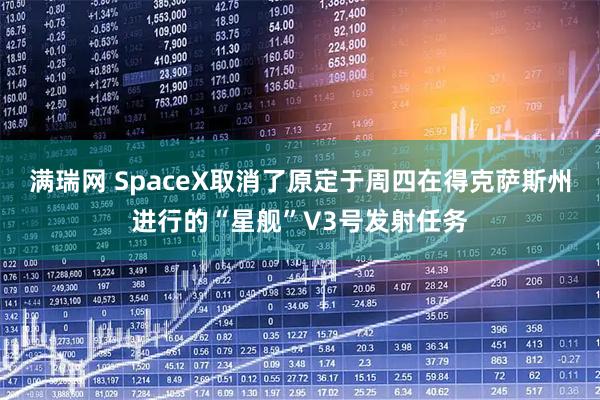 满瑞网 SpaceX取消了原定于周四在得克萨斯州进行的“星舰”V3号发射任务