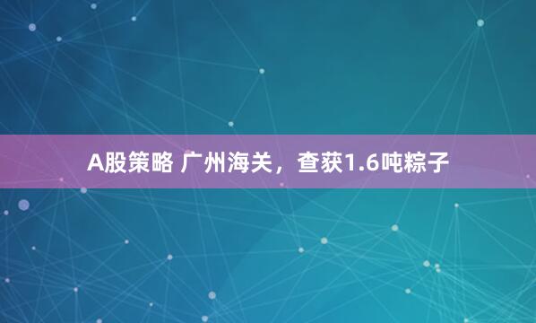 A股策略 广州海关，查获1.6吨粽子